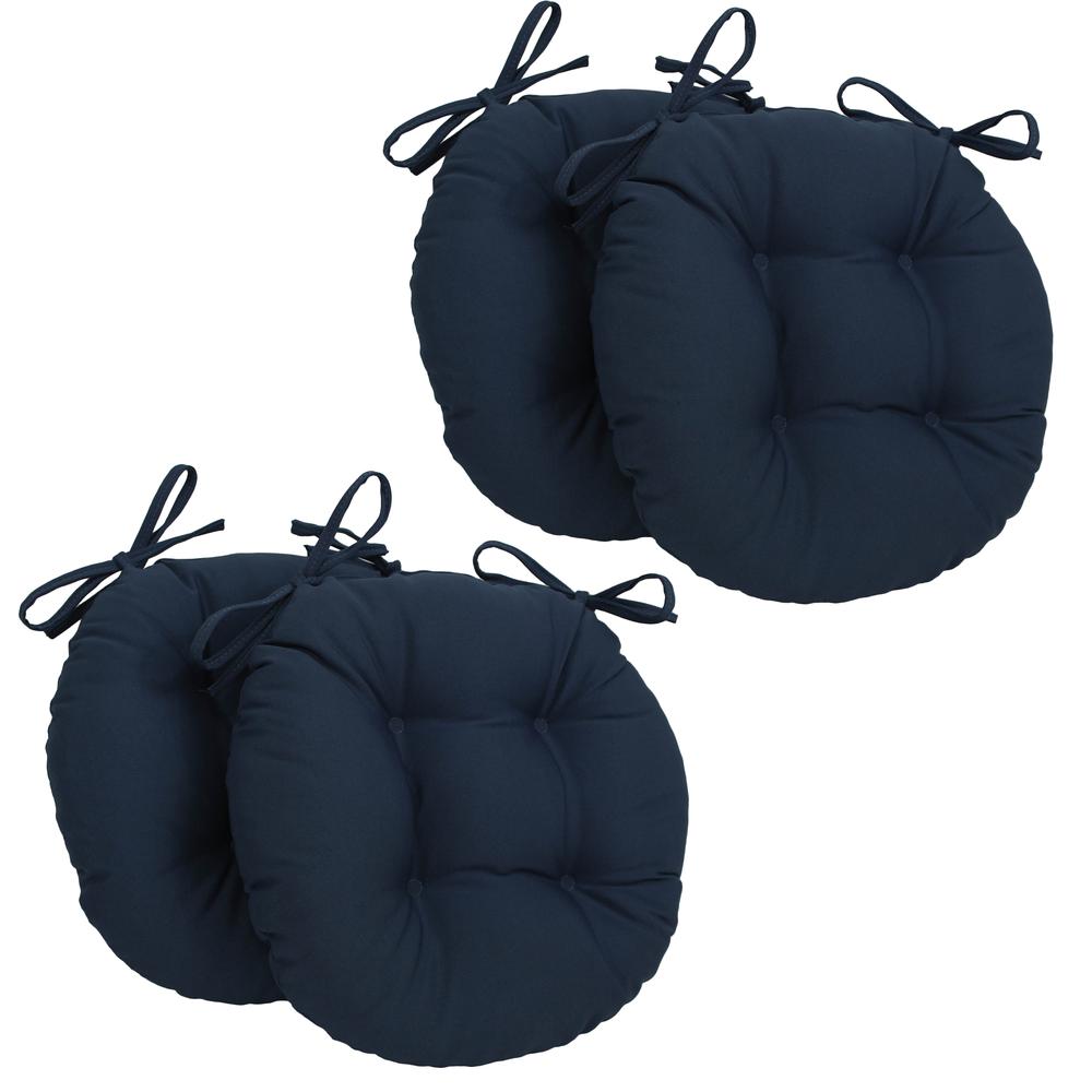 16-inch Solid Twill Round Tufted Chair Cushions (Set of 4). Picture 1