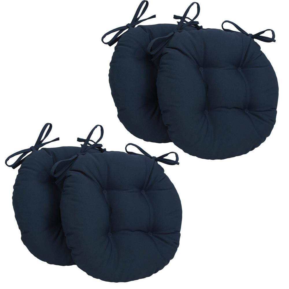 16-inch Solid Twill Round Tufted Chair Cushions (Set of 4). Picture 1