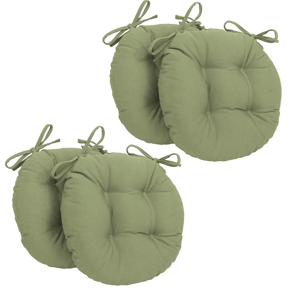 16-inch Solid Twill Round Tufted Chair Cushions (Set of 4). Picture 1