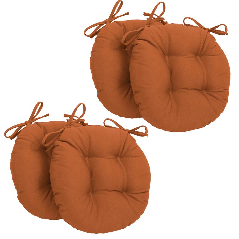 16-inch Solid Twill Round Tufted Chair Cushions (Set of 4). Picture 1