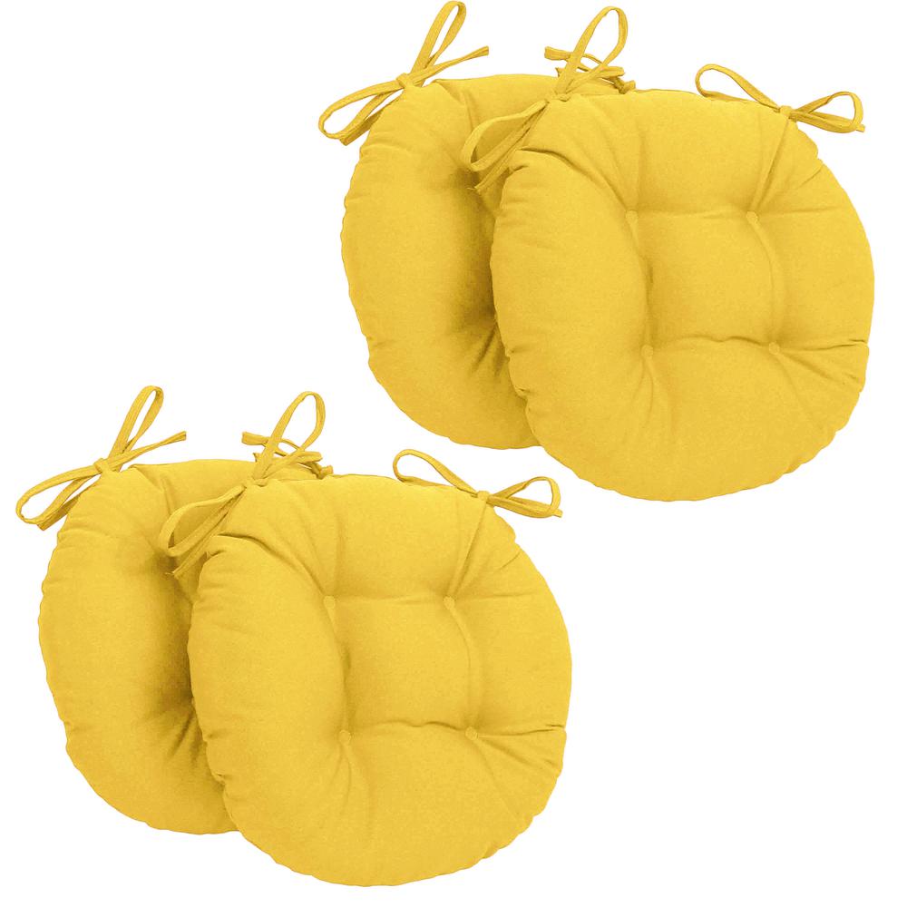 16-inch Solid Twill Round Tufted Chair Cushions (Set of 4). Picture 1