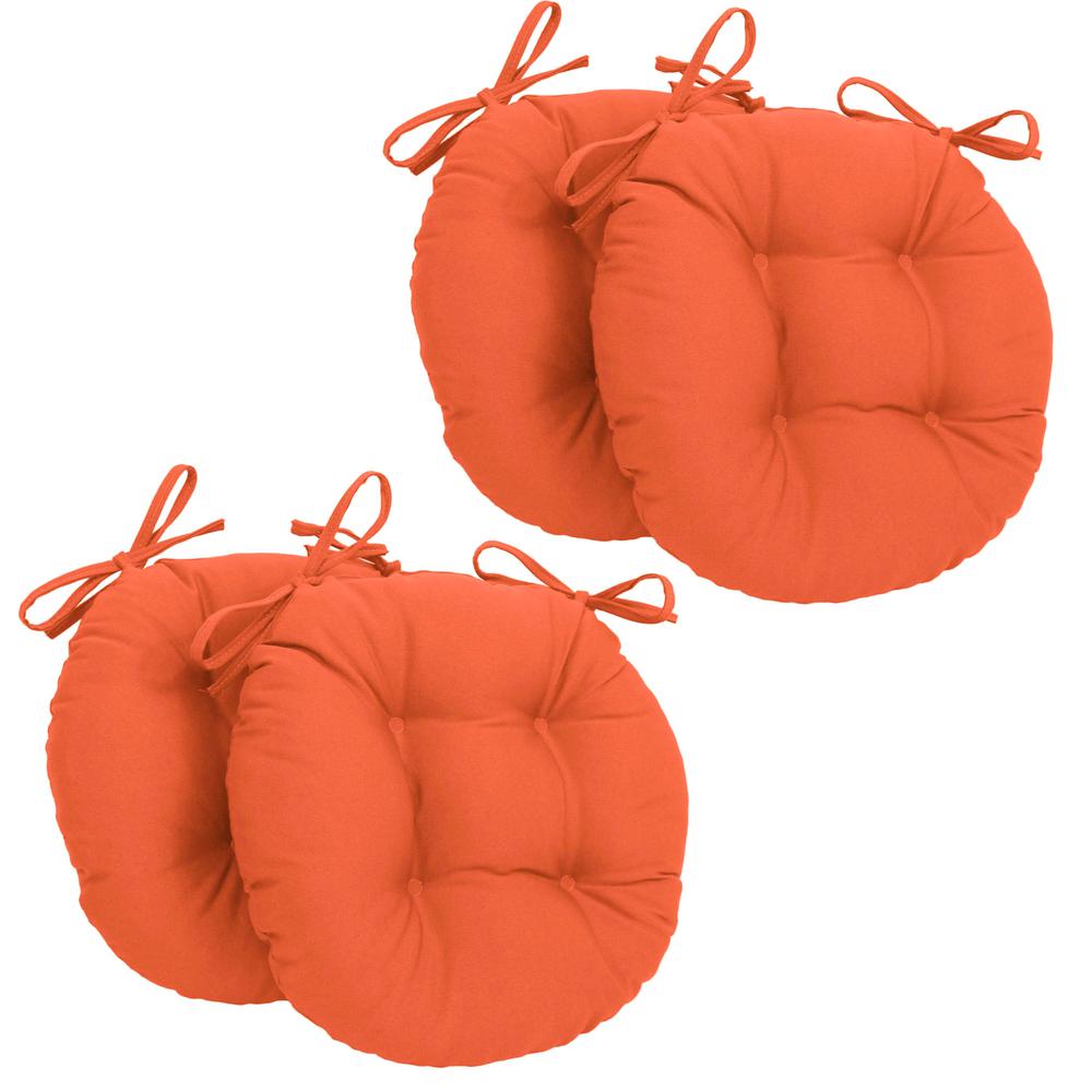 16-inch Solid Twill Round Tufted Chair Cushions (Set of 4). Picture 1
