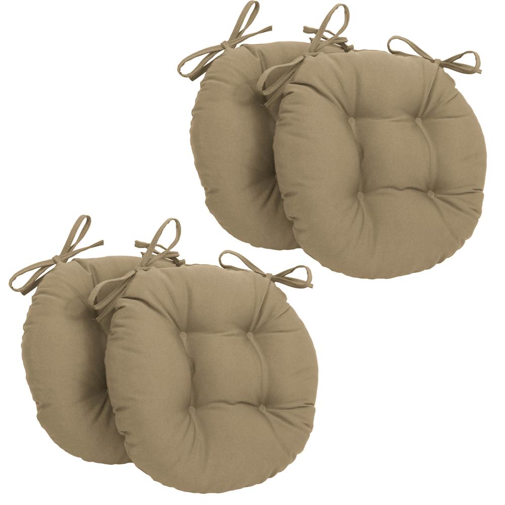 16-inch Solid Twill Round Tufted Chair Cushions (Set of 4). Picture 1
