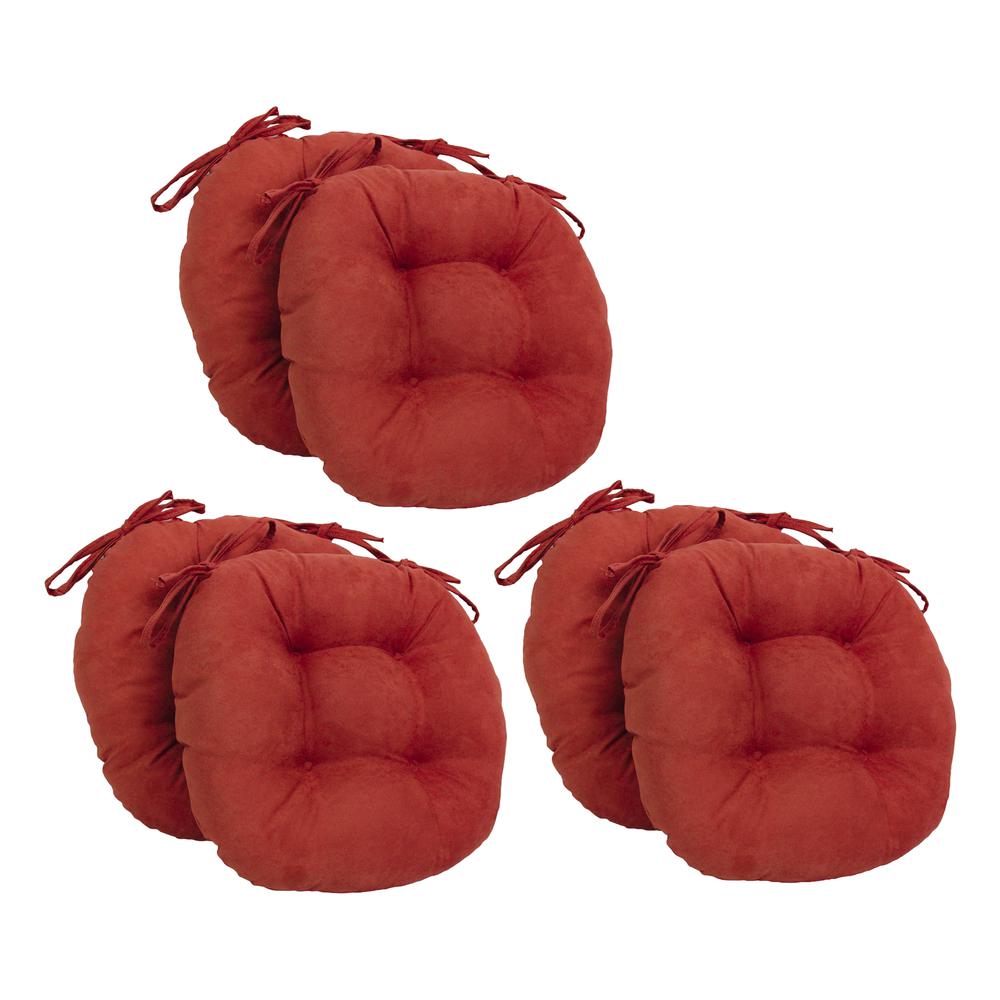 16-inch Solid Microsuede Round Tufted Chair Cushions (Set of 6)  916X16RD-T-6CH-MS-CR. Picture 1