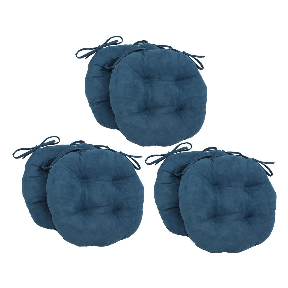 16-inch Solid Microsuede Round Tufted Chair Cushions (Set of 6)  916X16RD-T-6CH-MS-IN. Picture 1