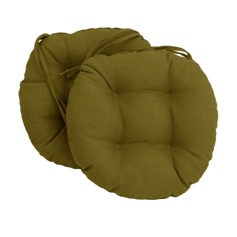 16-inch Spun Polyester Solid Outdoor Round Tufted Chair Cushion. Picture 1