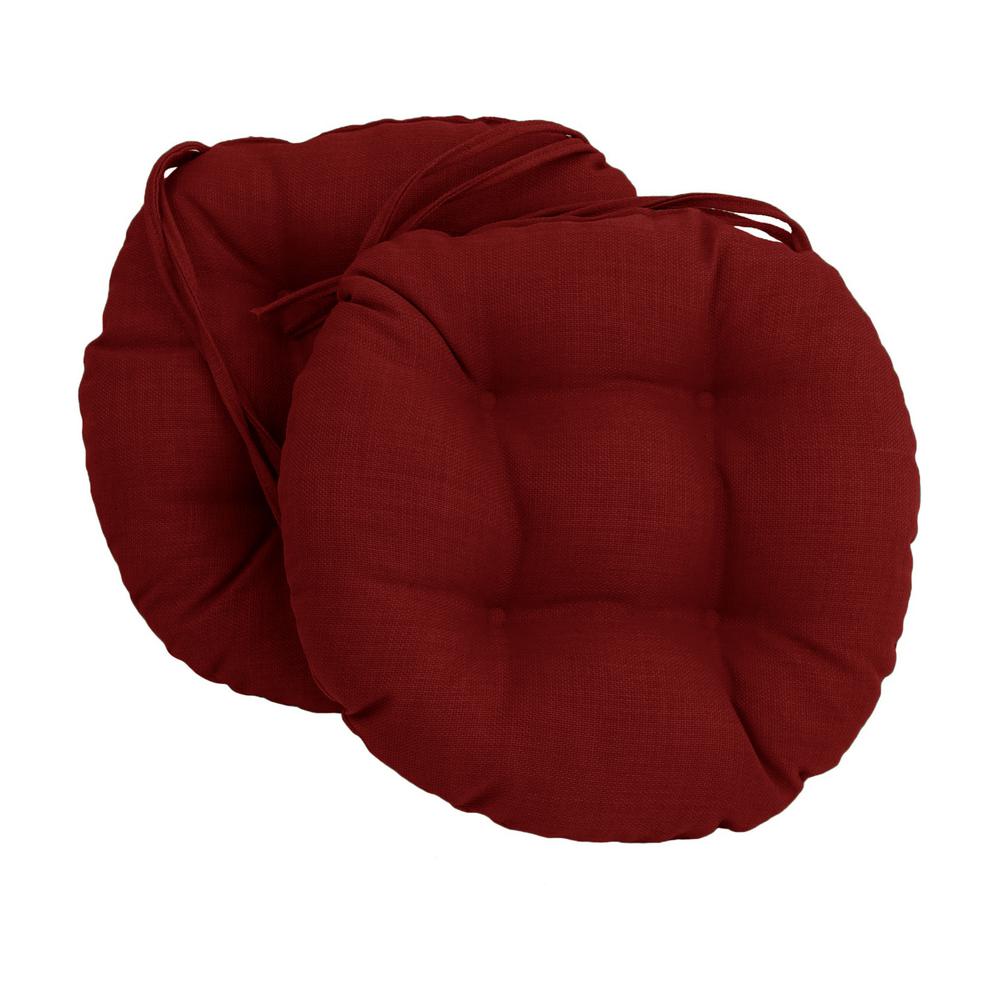 16-inch Spun Polyester Solid Outdoor Round Tufted Chair Cushion. Picture 1
