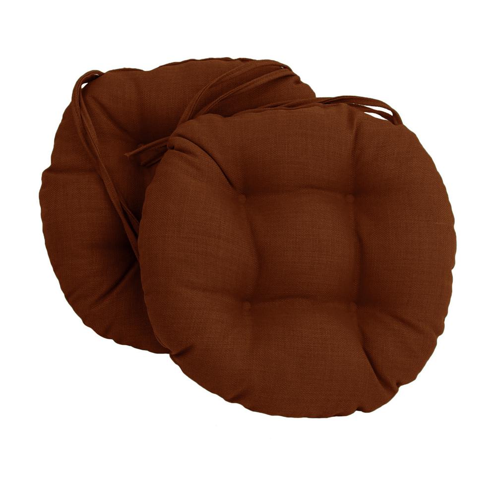 16-inch Spun Polyester Solid Outdoor Round Tufted Chair Cushion. Picture 1