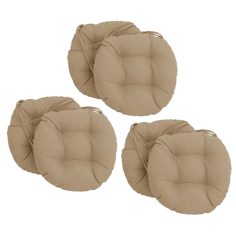 16-inch Spun Polyester Solid Outdoor Round Tufted Chair Cushion. Picture 1