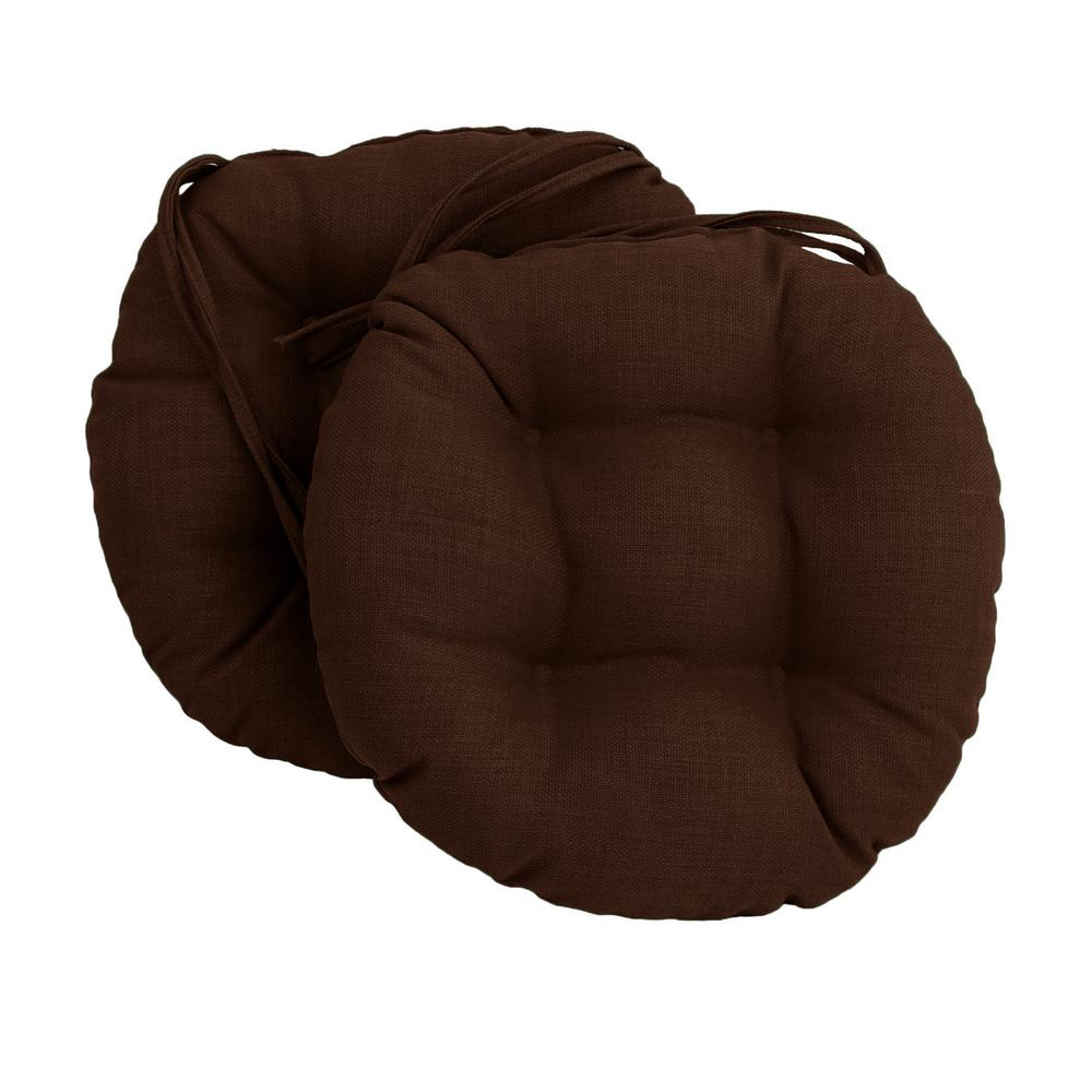 16-inch Spun Polyester Solid Outdoor Round Tufted Chair Cushion. Picture 1