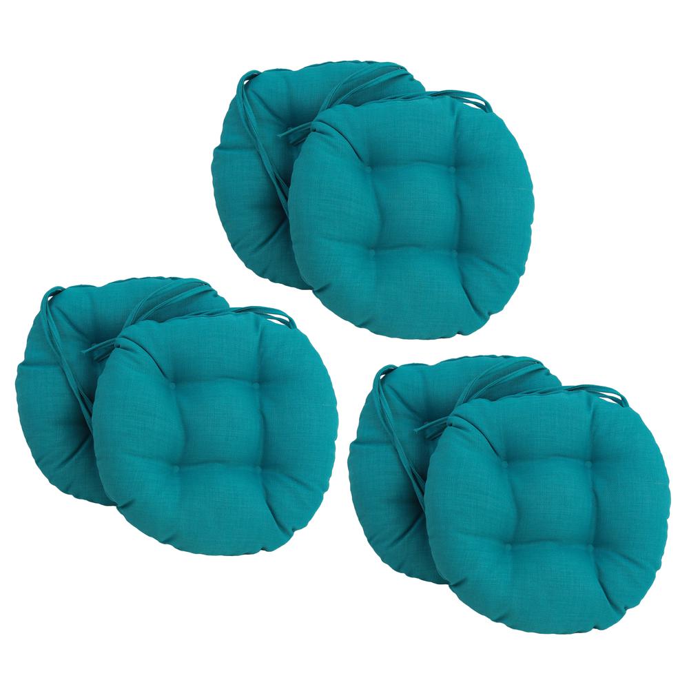 16-inch Spun Polyester Solid Outdoor Round Tufted Chair Cushion. Picture 1