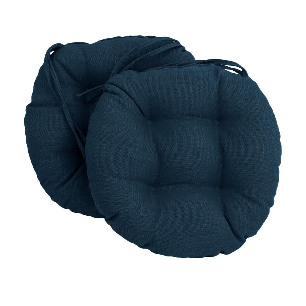 16-inch Spun Polyester Solid Outdoor Round Tufted Chair Cushion. Picture 1