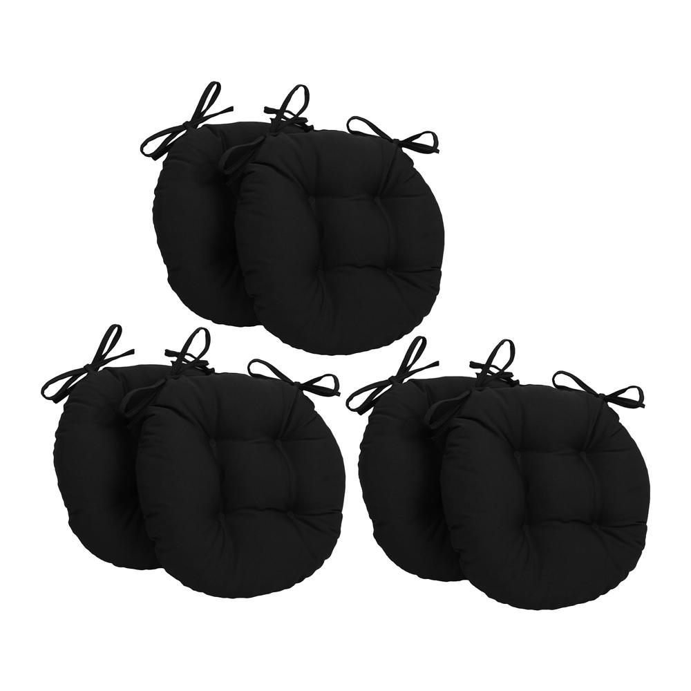 16-inch Solid Twill Round Tufted Chair Cushions (Set of 6)  916X16RD-T-6CH-TW-BK. Picture 1