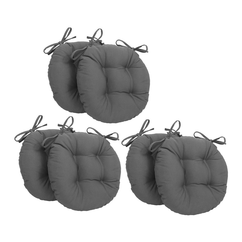 16-inch Solid Twill Round Tufted Chair Cushions (Set of 6)  916X16RD-T-6CH-TW-GY. Picture 1