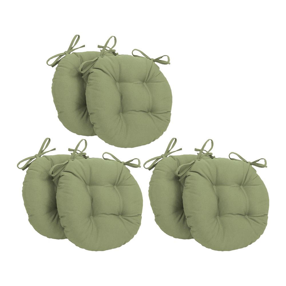 16-inch Solid Twill Round Tufted Chair Cushions (Set of 6)  916X16RD-T-6CH-TW-SG. Picture 1