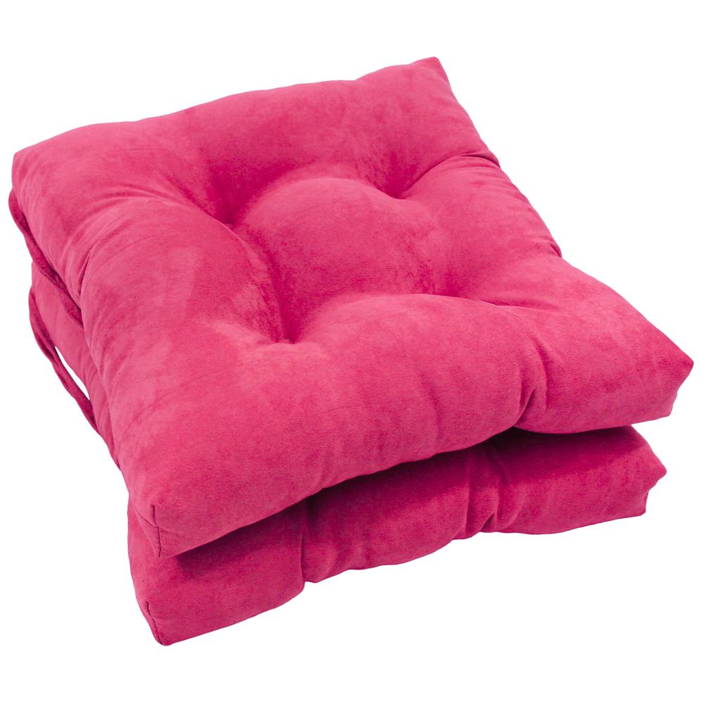 16-inch Solid Micro Suede Square Tufted Chair Cushions (Set of 2). Picture 1