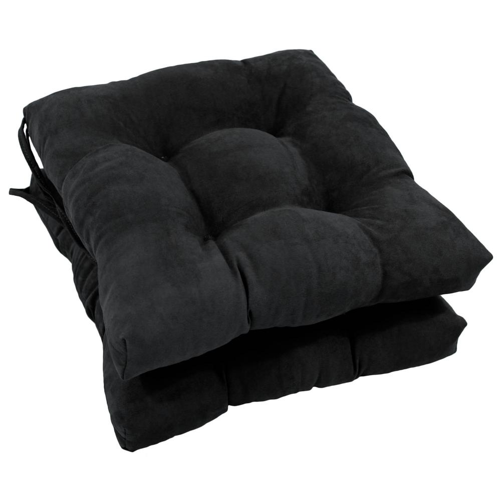 16-inch Solid Micro Suede Square Tufted Chair Cushions (Set of 2). Picture 1