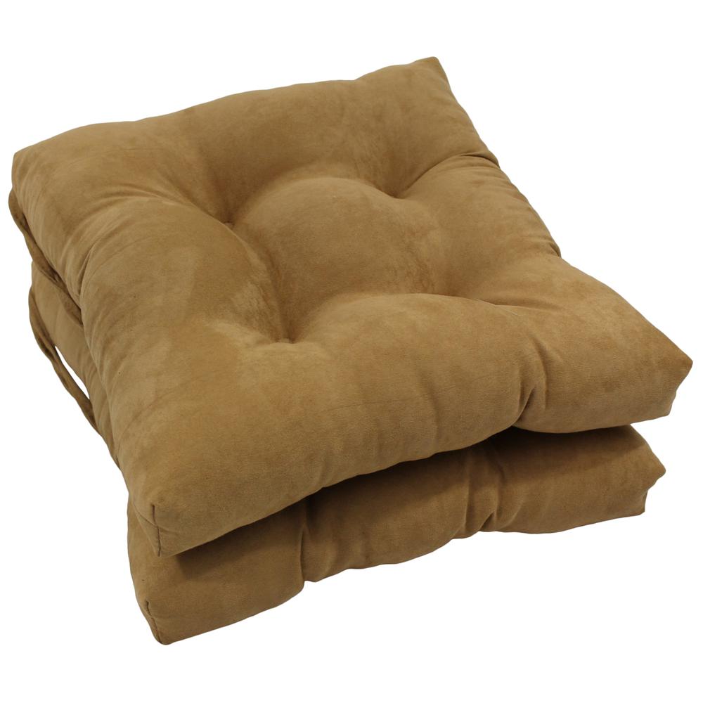 16-inch Solid Micro Suede Square Tufted Chair Cushions (Set of 2). Picture 1