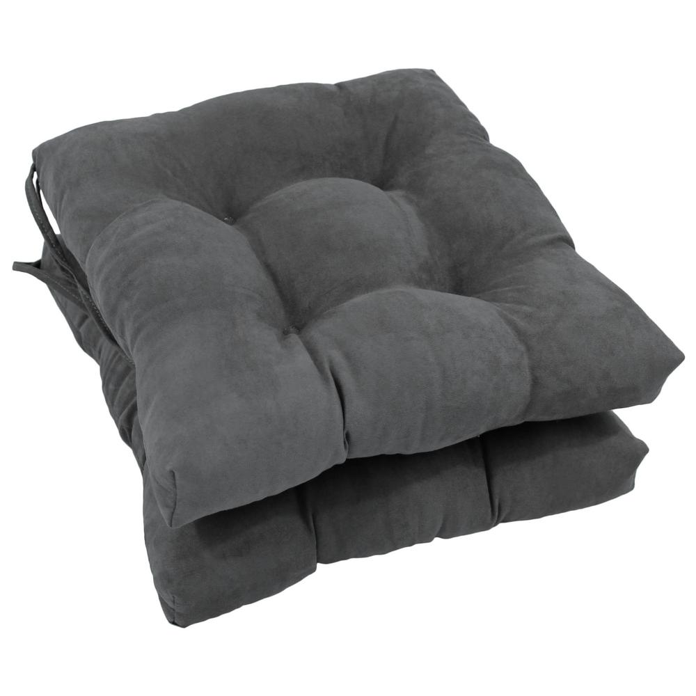 16-inch Solid Micro Suede Square Tufted Chair Cushions (Set of 2). Picture 1