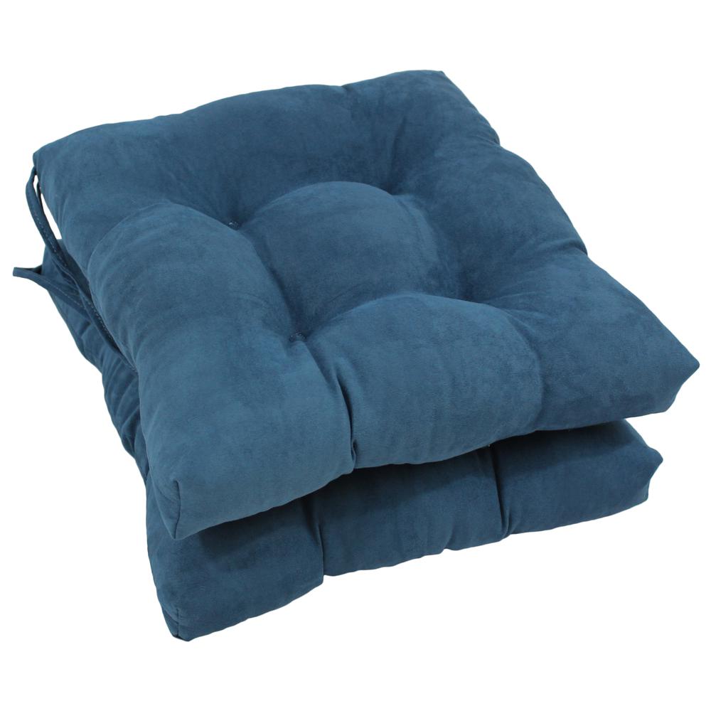 16-inch Solid Micro Suede Square Tufted Chair Cushions (Set of 2). Picture 1