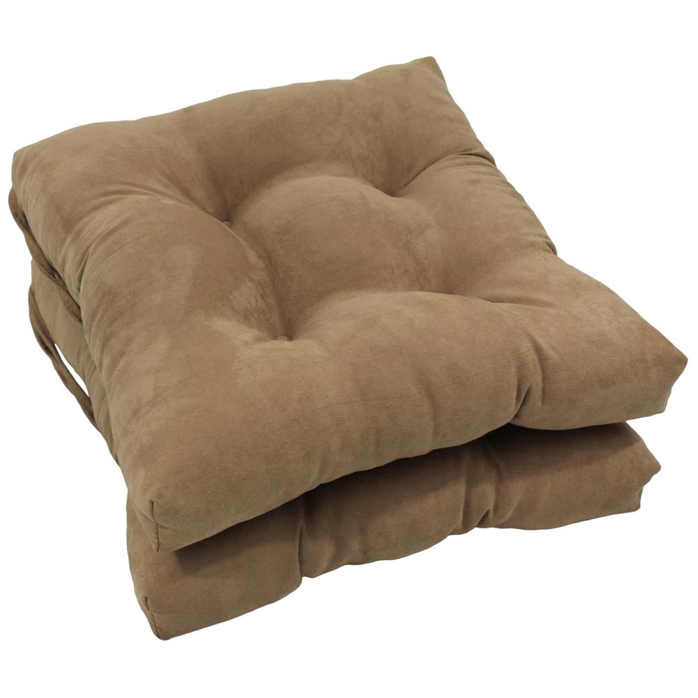 16-inch Solid Micro Suede Square Tufted Chair Cushions (Set of 2). Picture 1