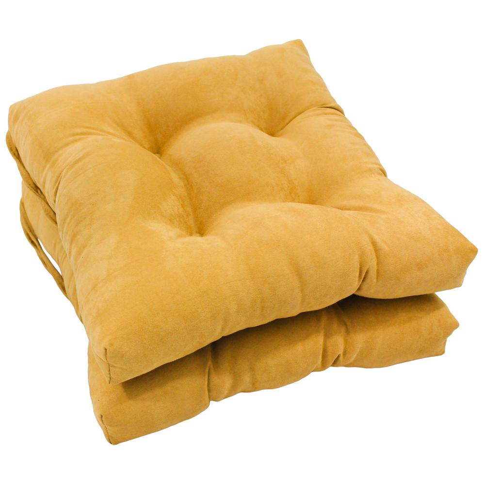 16-inch Solid Micro Suede Square Tufted Chair Cushions (Set of 2). Picture 1