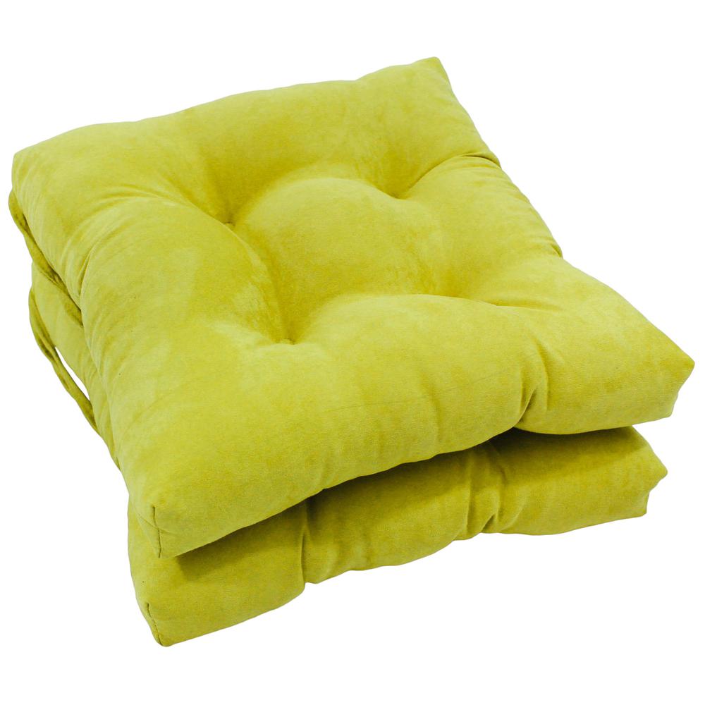 16-inch Solid Micro Suede Square Tufted Chair Cushions (Set of 2). Picture 1