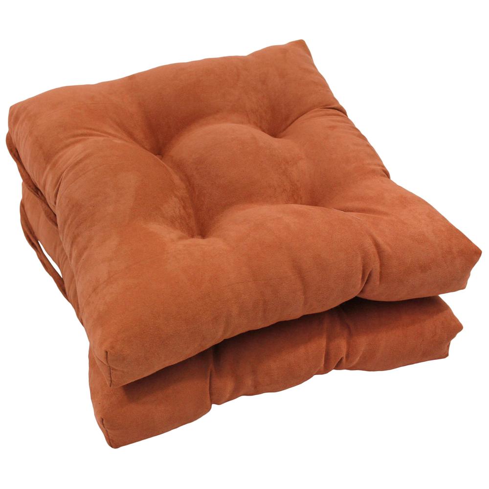 16-inch Solid Micro Suede Square Tufted Chair Cushions (Set of 2). Picture 1