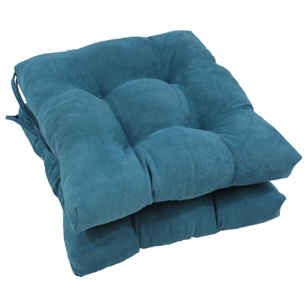 16-inch Solid Microsuede Square Tufted Chair Cushions (Set of 2)  916X16SQ-T-2CH-MS-TL. Picture 1