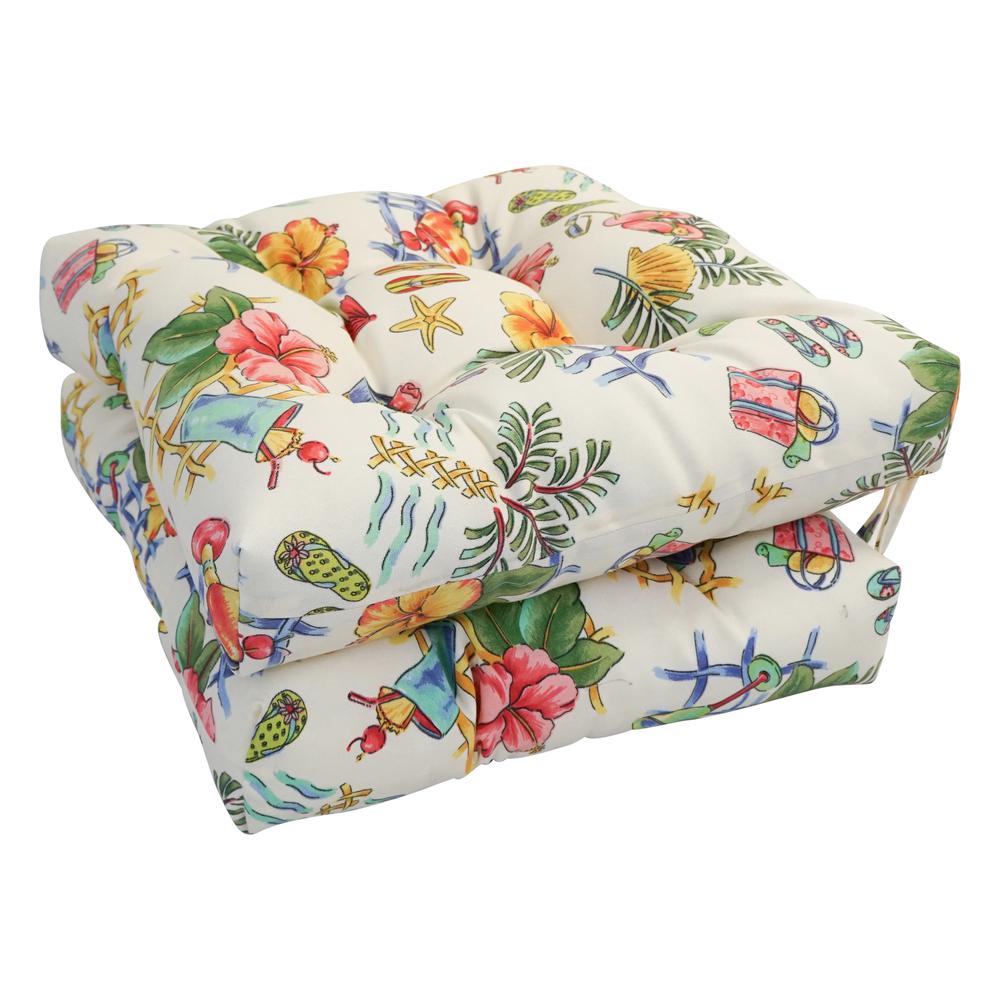 16-inch Spun Polyester Outdoor Square Tufted Chair Cushion. Picture 1