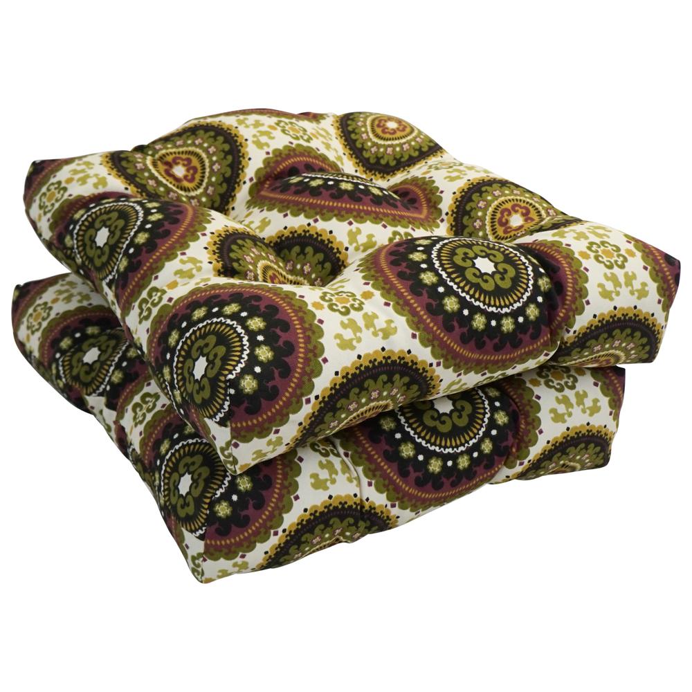 16-inch Spun Polyester Outdoor Square Tufted Chair Cushion. Picture 1