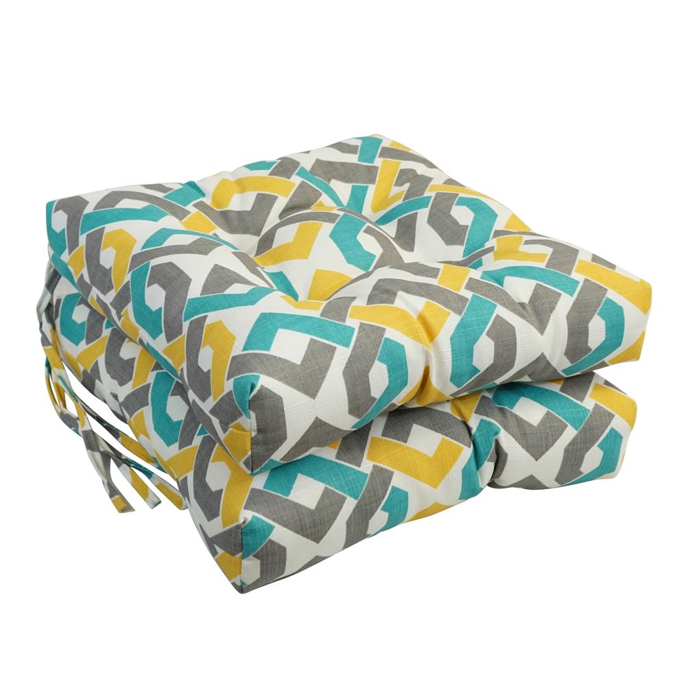 16-inch Spun Polyester Outdoor Square Tufted Chair Cushion. Picture 1