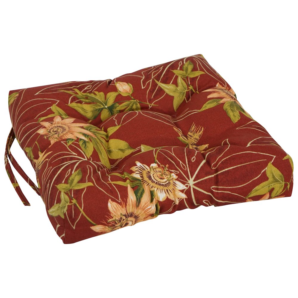 16-inch Spun Polyester Patterned Outdoor Square Tufted Chair Cushions (Set of 2). Picture 3