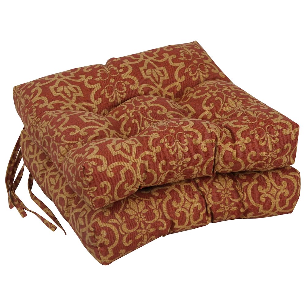 16-inch Spun Polyester Patterned Outdoor Square Tufted Chair Cushions (Set of 2). Picture 1