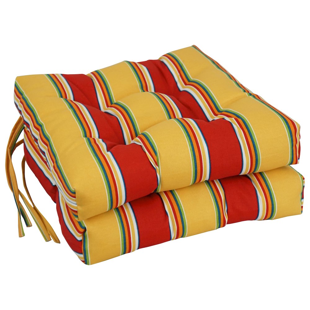 16-inch Spun Polyester Patterned Outdoor Square Tufted Chair Cushions (Set of 2). Picture 1