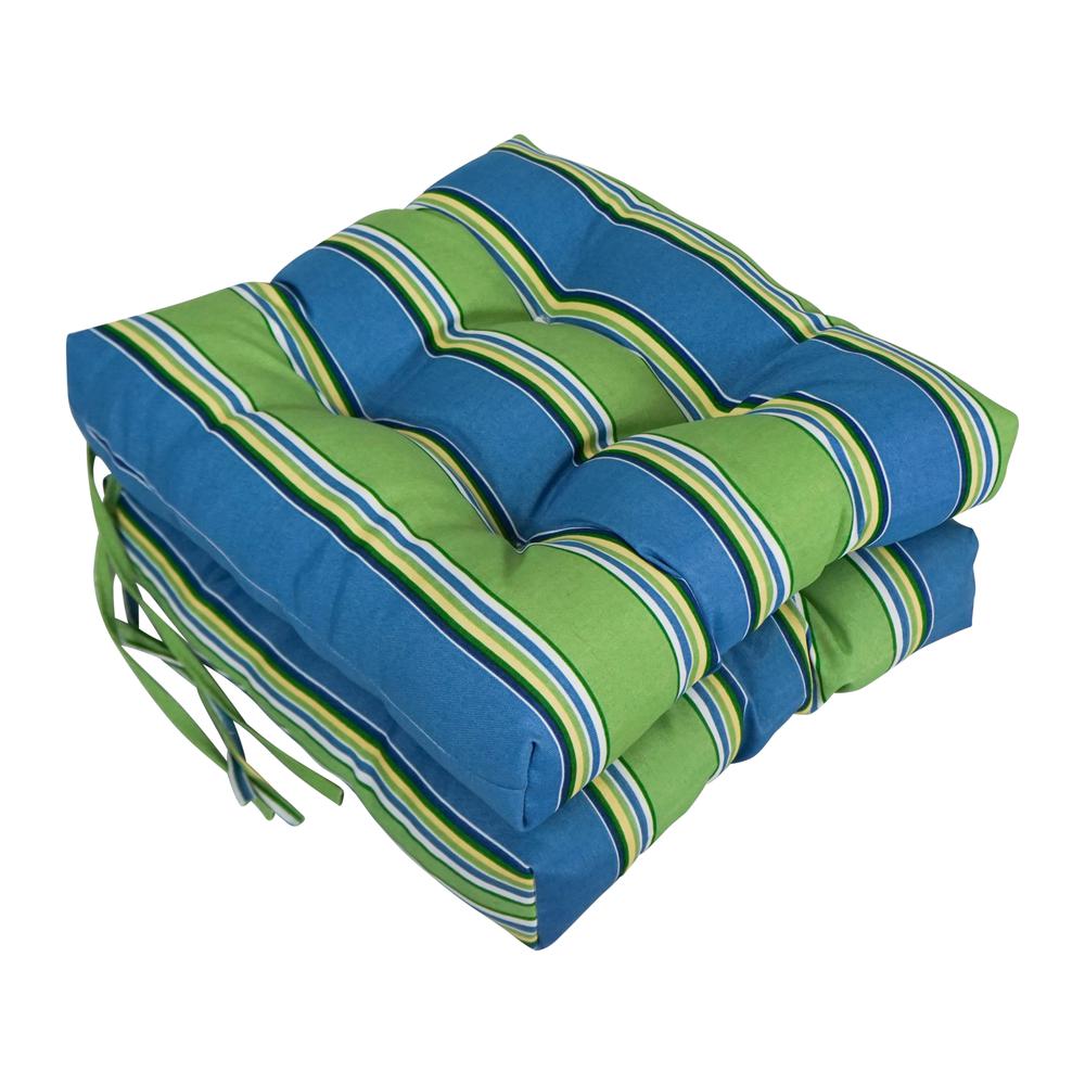 16-inch Spun Polyester Patterned Outdoor Square Tufted Chair Cushion. Picture 1