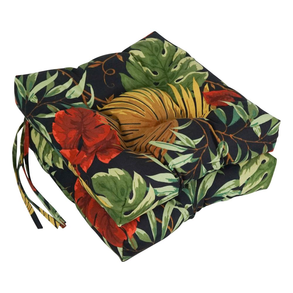 16-inch Spun Polyester Patterned Outdoor Square Tufted Chair Cushion. Picture 1