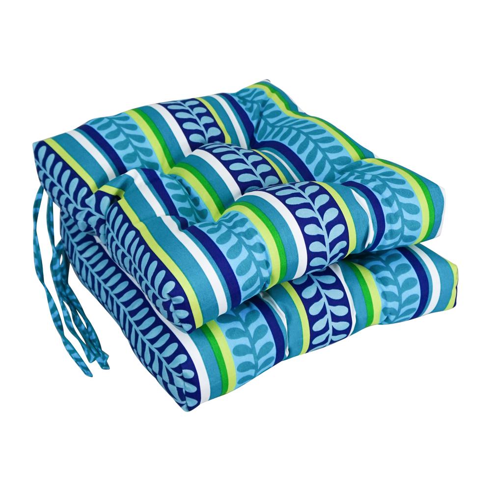 16-inch Spun Polyester Patterned Outdoor Square Tufted Chair Cushion. Picture 1