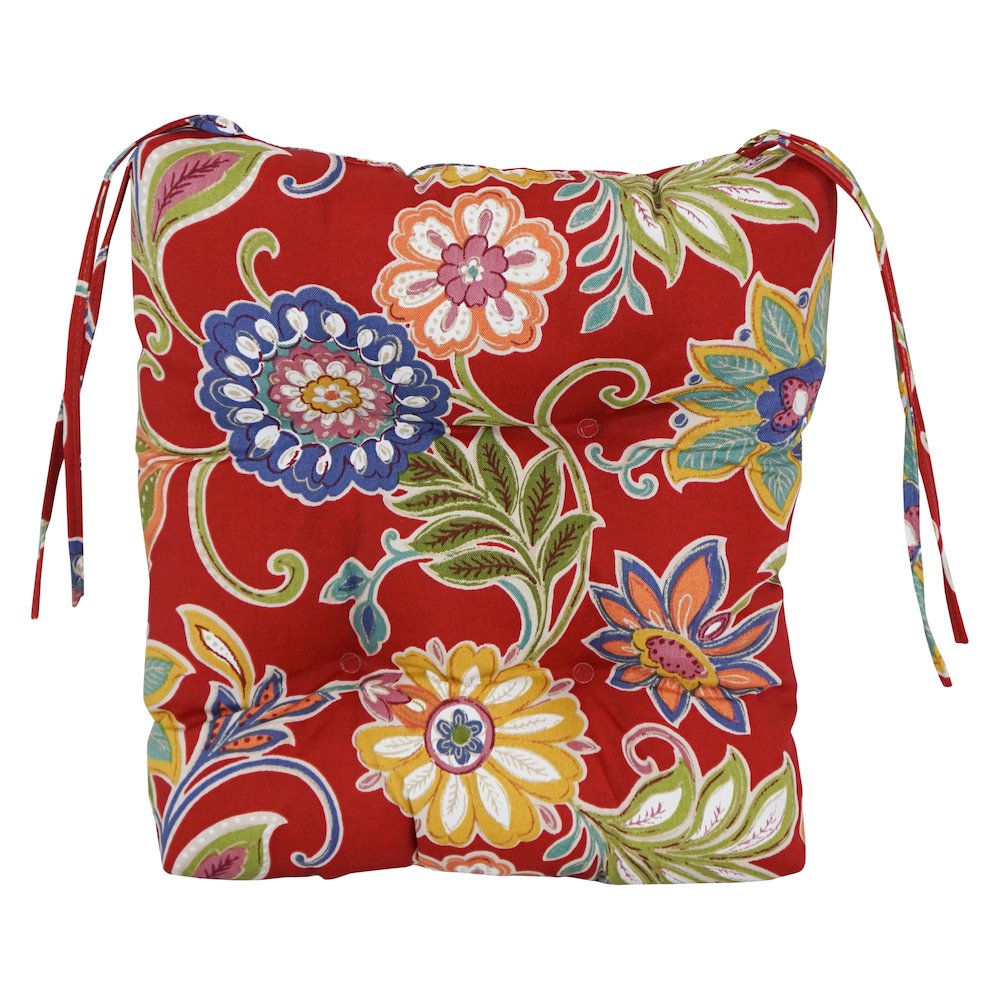 16-inch Spun Polyester Patterned Outdoor Square Tufted Chair Cushions (Set of 2). Picture 2