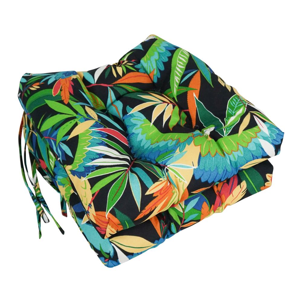 16-inch Outdoor Spun Polyester Square Tufted Chair Cushions (Set of 2). Picture 1