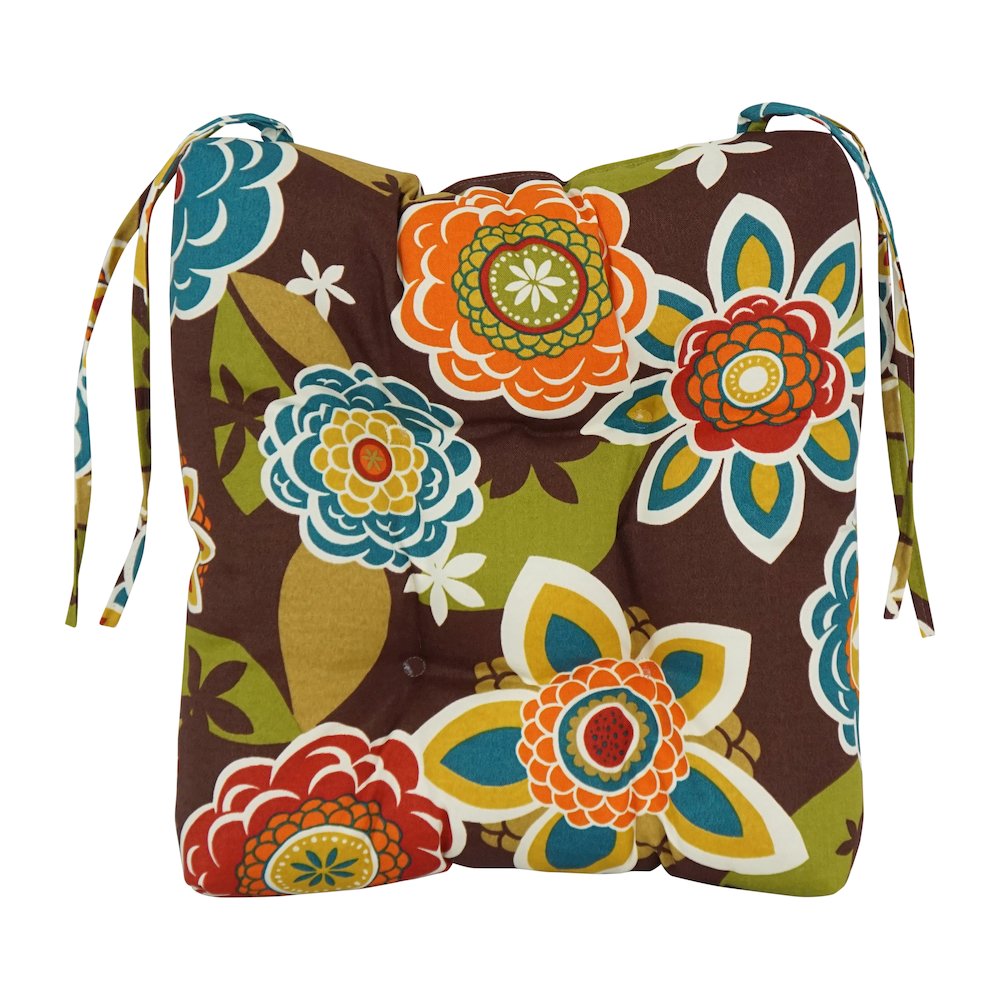 16-inch Spun Polyester Patterned Outdoor Square Tufted Chair Cushions (Set of 2). Picture 2