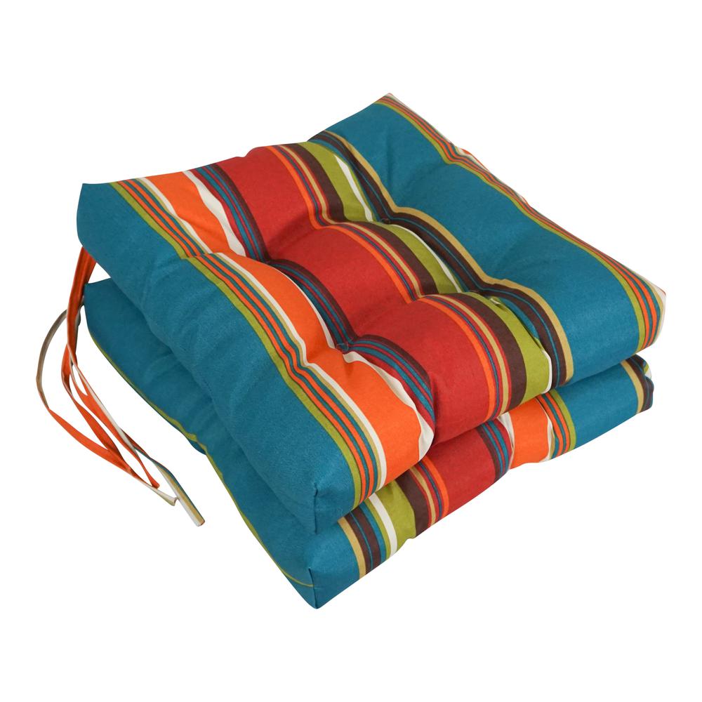 16-inch Outdoor Spun Polyester Square Tufted Chair Cushions (Set of 2). Picture 1