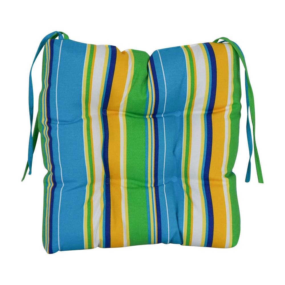 16-inch Spun Polyester Patterned Outdoor Square Tufted Chair Cushion. Picture 2