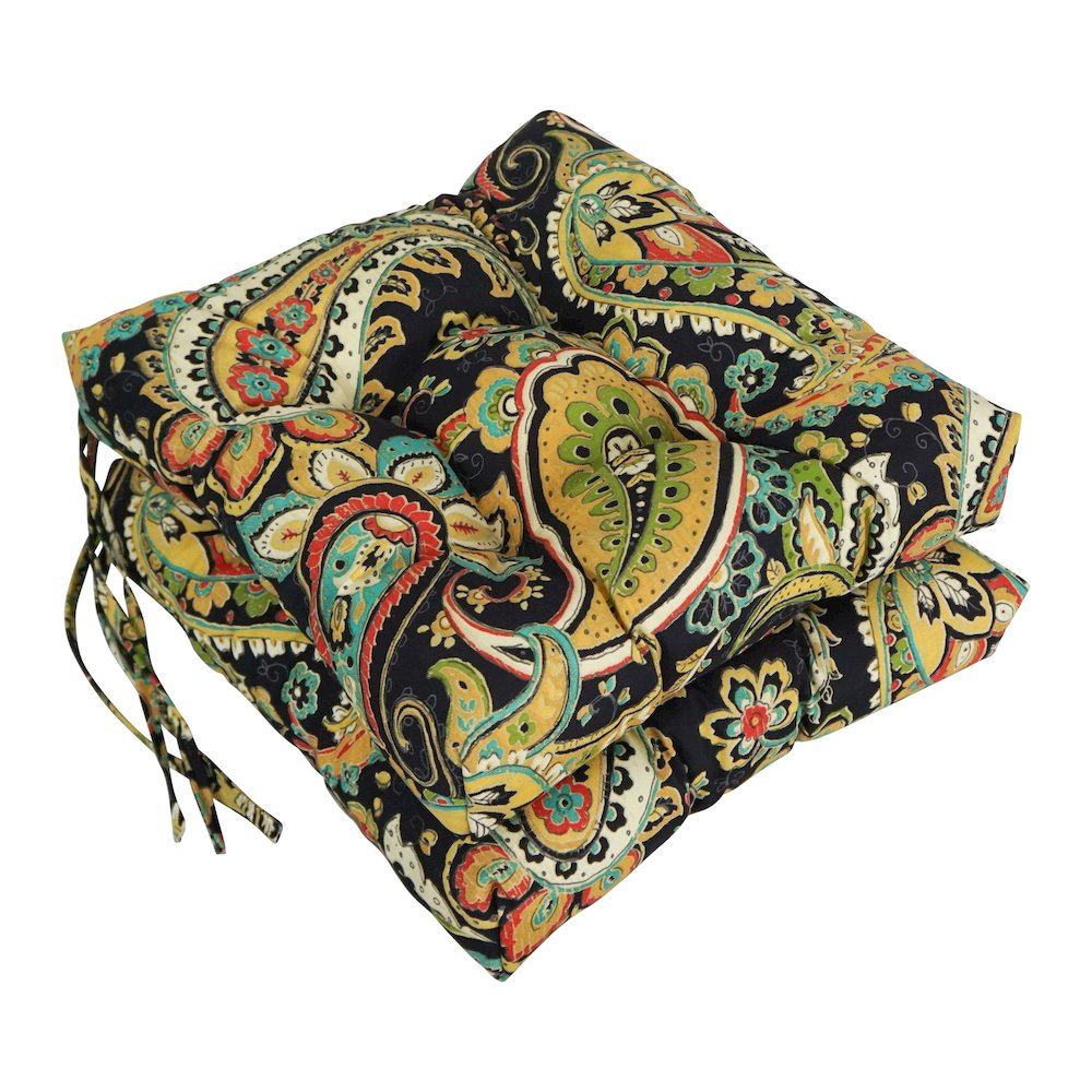 16-inch Spun Polyester Patterned Outdoor Square Tufted Chair Cushions (Set of 2). Picture 1