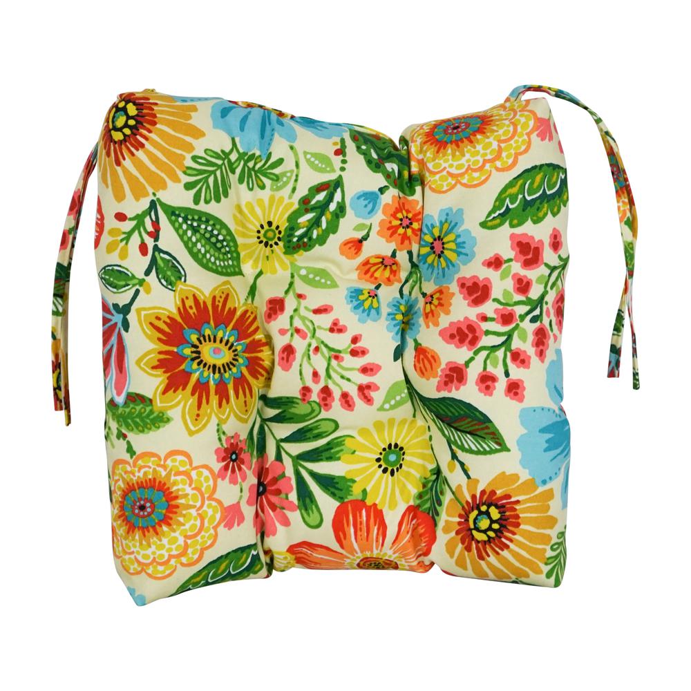 16-inch Spun Polyester Patterned Outdoor Square Tufted Chair Cushion. Picture 2