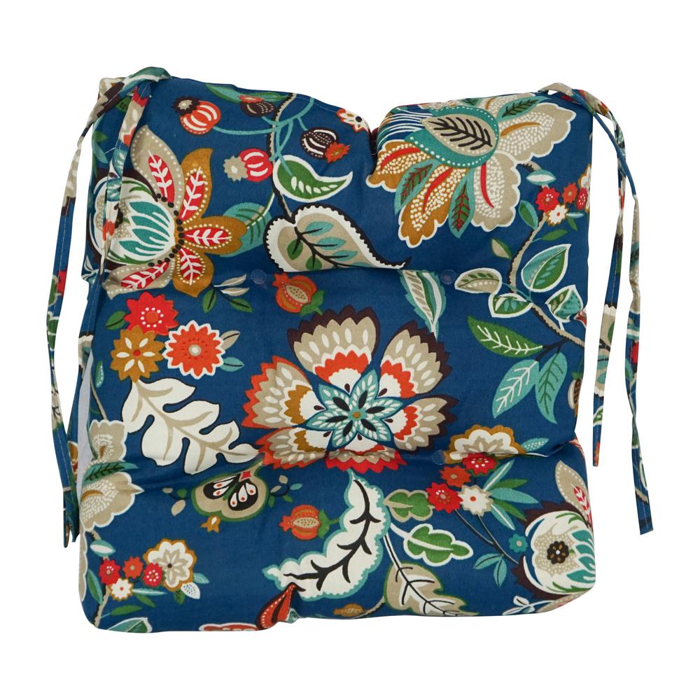 16-inch Spun Polyester Patterned Outdoor Square Tufted Chair Cushion. Picture 2