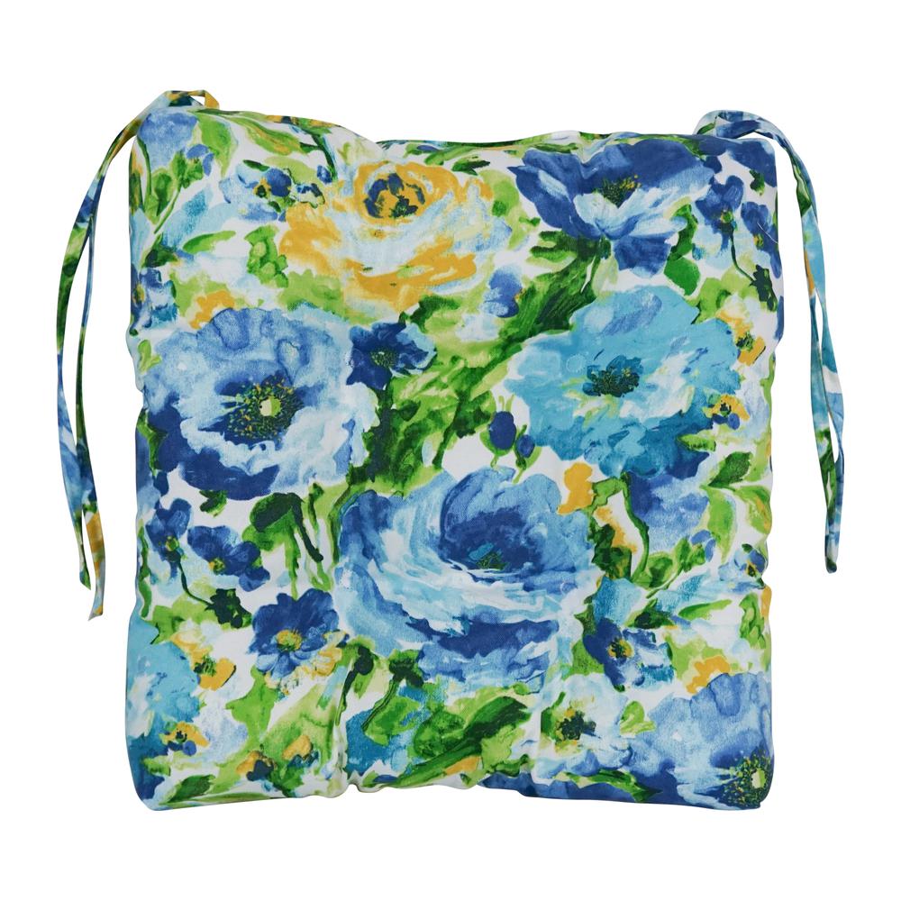 16-inch Spun Polyester Patterned Outdoor Square Tufted Chair Cushion. Picture 2