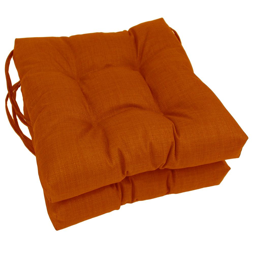 16-inch Spun Polyester Solid Outdoor Square Tufted Chair Cushion. Picture 1