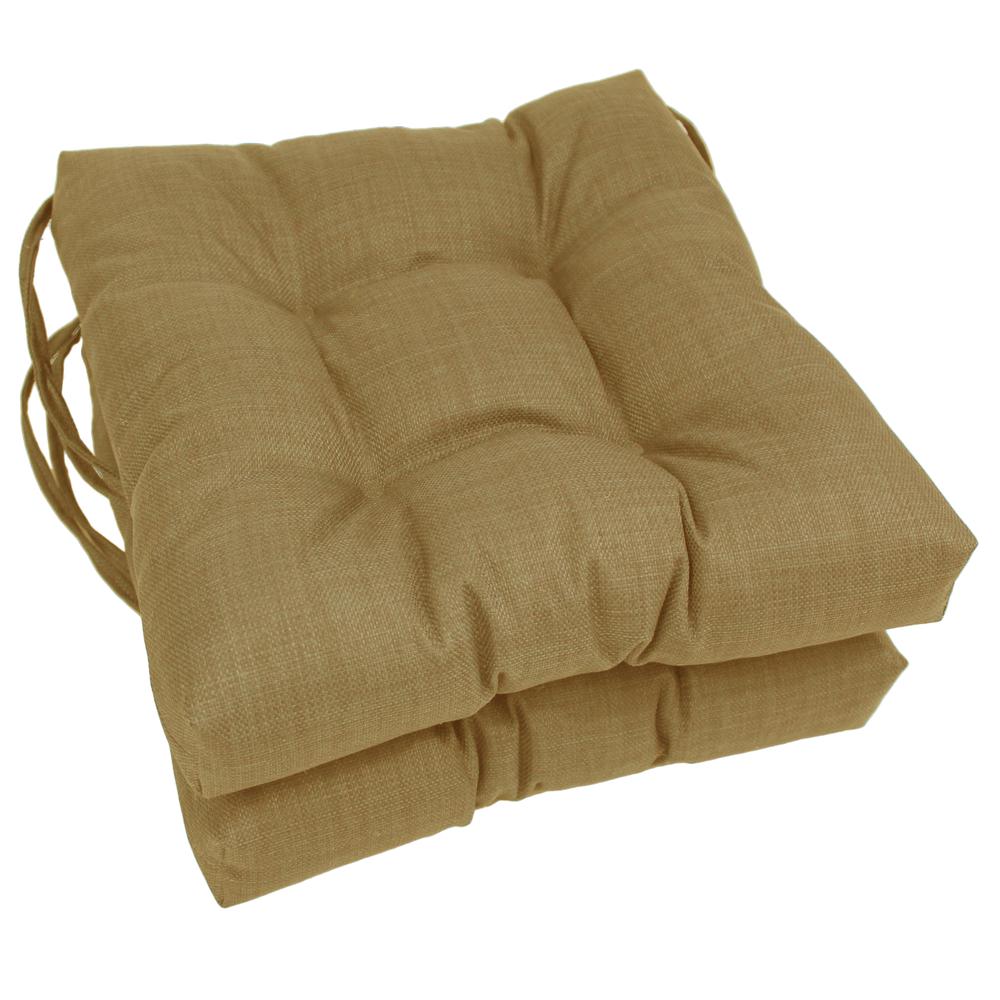 16-inch Spun Polyester Solid Outdoor Square Tufted Chair Cushion. Picture 1