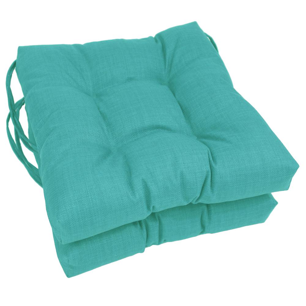 16-inch Spun Polyester Solid Outdoor Square Tufted Chair Cushion. Picture 1